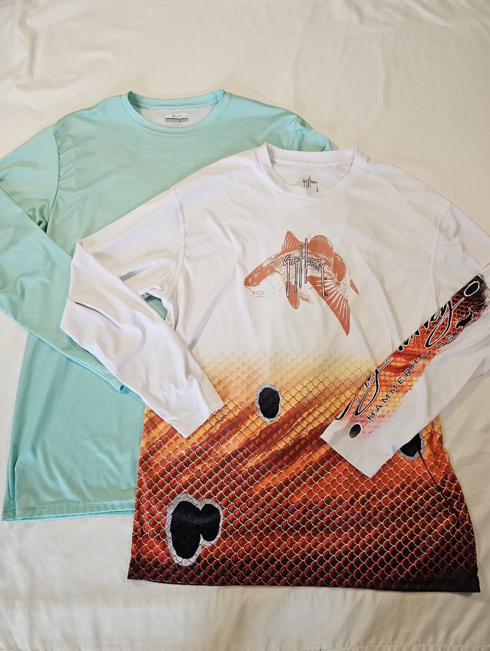 Bundle of 2 Men's Long Sleeve Fishing Shirts Outdoor Saltwater Deep Sea Florida